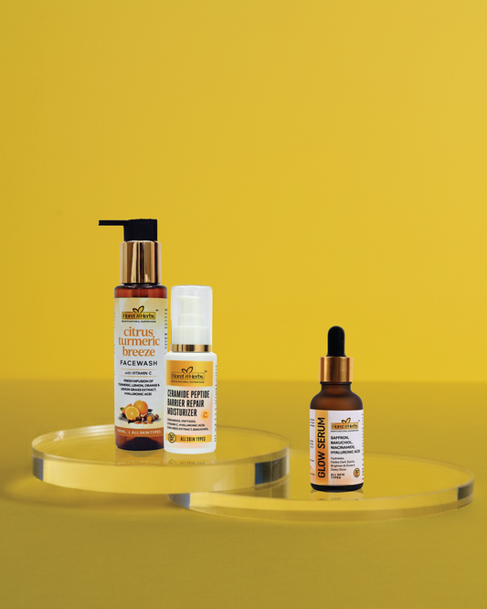 CITRUS TURMERIC BREEZE FACEWASH + GLOW SERUM + CERAMIDE PEPTIDE MOISTURIZER
