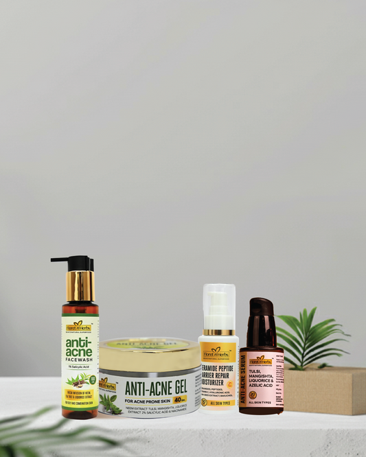 ANTI- ACNE FACEWASH + ANTI- ACNE SERUM + ANTI- ACNE GEL + CERAMIDE PEPTIDE MOISTURIZER
