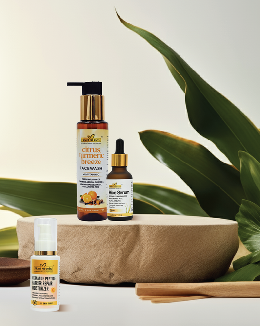 CITRUS TURMERIC BREEZE FACEWASH + RICE SERUM + CERAMIDE PEPTIDE MOISTURIZER