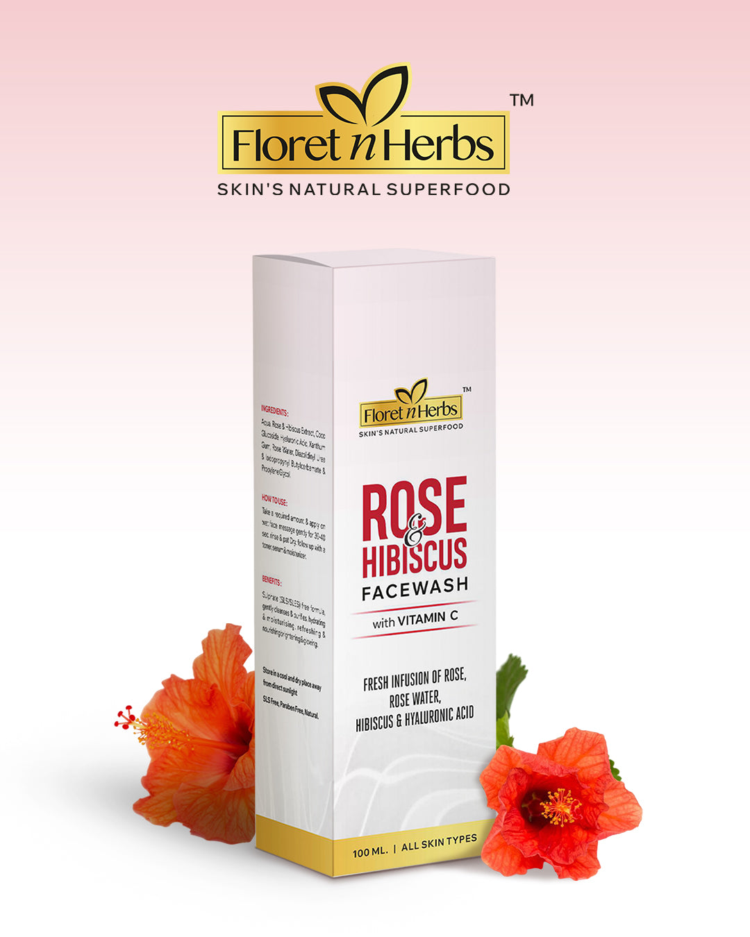 ROSE AND HIBISCUS FACEWASH + ROSE MIST + GLOW SERUM + CERAMIDE PEPTIDE MOISTURIZER